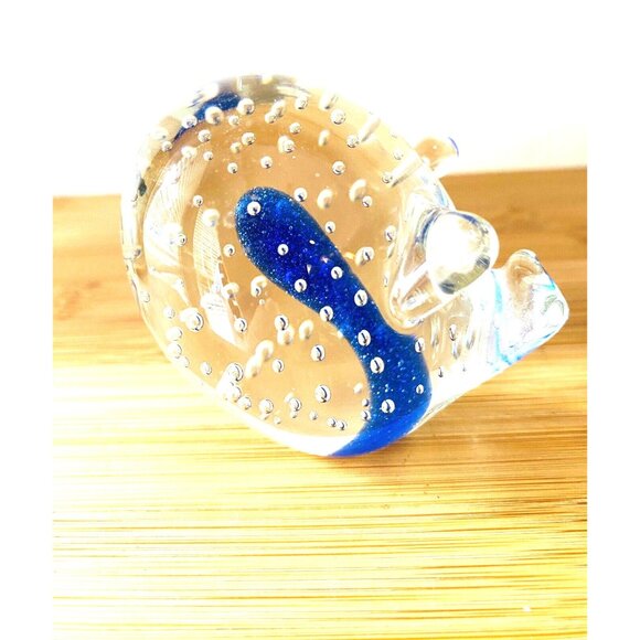 Blown Glass Pig Paperweight Center Blue Murano Style - Picture 6 of 7